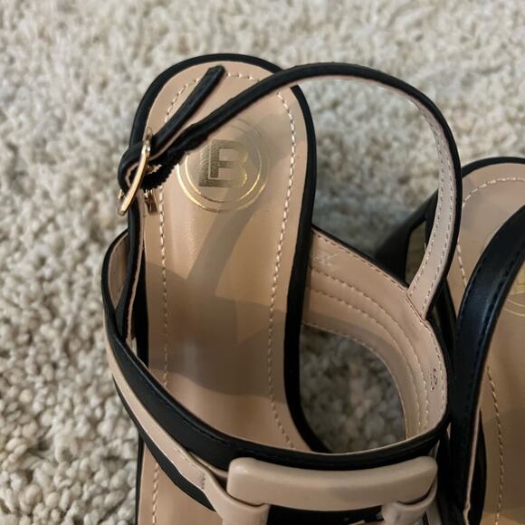 Laura Biagiotti Tan Black Block Heels Size 37 - Picture 4 of 6